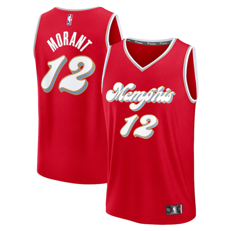 Men Memphis Grizzlies #12 Ja Morant Fanatics Red City Edition 2024-25 Fast Break Player NBA Jersey->customized nba jersey->Custom Jersey
